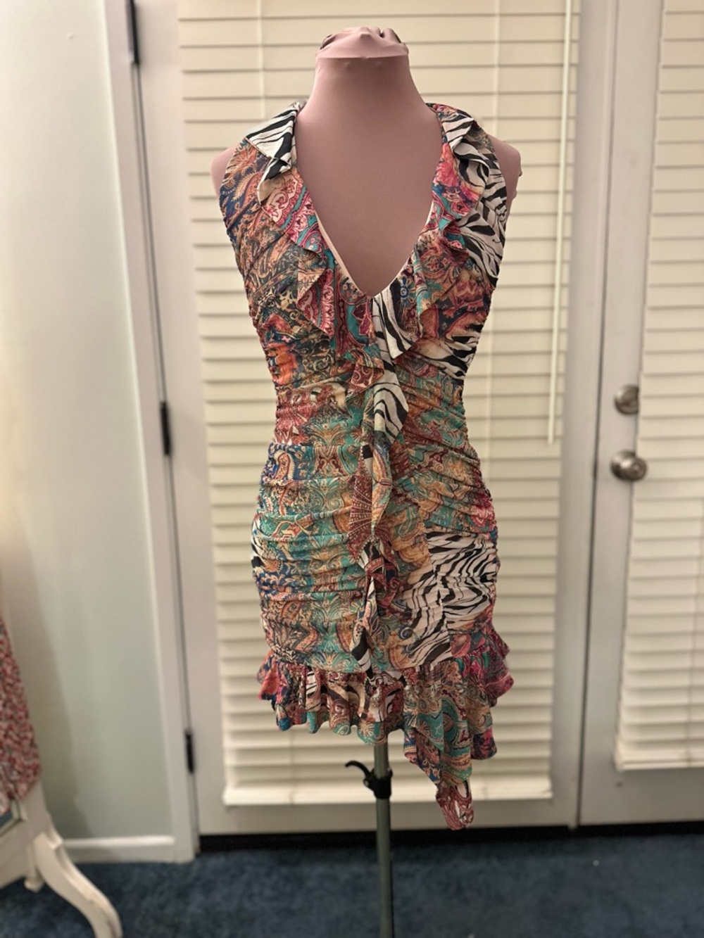 AFRM Multicolor Backless Ruffled Mini Dress - Picture 5 of 7